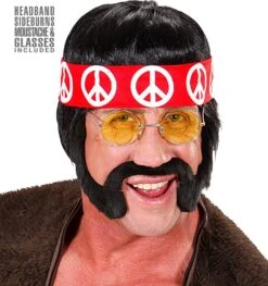 60s Hippie Pruik Zwart