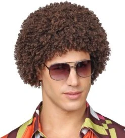 70s Disco Afro Pruik Bruin