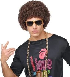 70s Disco Afro Pruik Bruin -Halloween-Kostuums 70s disco afro pruik bruin 2