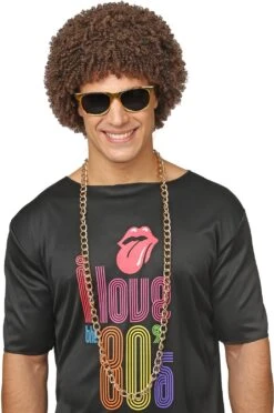 70s Disco Afro Pruik Bruin -Halloween-Kostuums 70s disco afro pruik bruin 3
