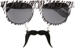 80s Zebra Print Bril Met Snor