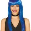 Blauwe Lange Pruik Met Pony -Halloween-Kostuums blauwe lange pruik met pony 0