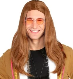 Bruine Heren Hippie Pruik