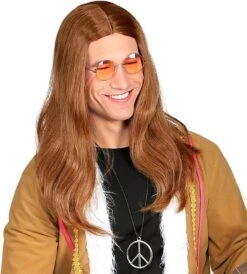 Bruine Heren Hippie Pruik -Halloween-Kostuums bruine heren hippie pruik 2