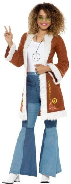 Bruine Hippie Jas Met Bont