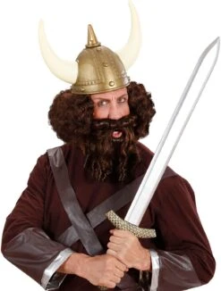 Bruine Viking Pruik Met Baard -Halloween-Kostuums bruine viking pruik met baard 2