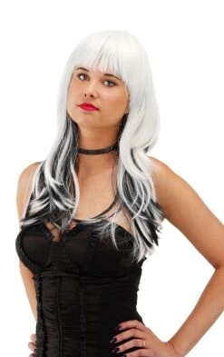 Cruella Pruik Wit Zwart Met Pony