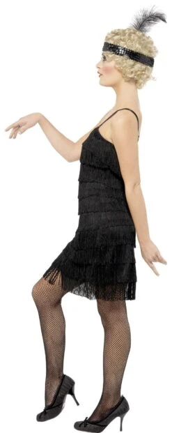 Dames Zwarte Flapperjurk -Halloween-Kostuums dames zwarte flapperjurk 3