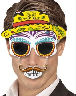 Day Of The Dead Bril Met Snor En Tanden -Halloween-Kostuums day of the dead bril met snor en tanden 2