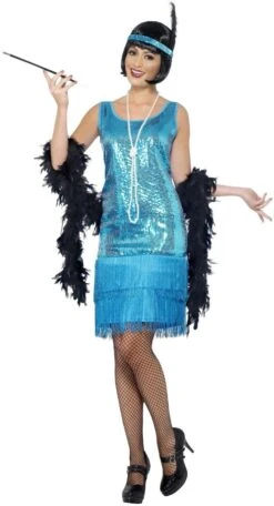 Flapper 20s Jurk Blauw Dames