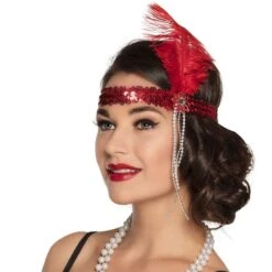 Flapper Hoofdband Pailletten Rood