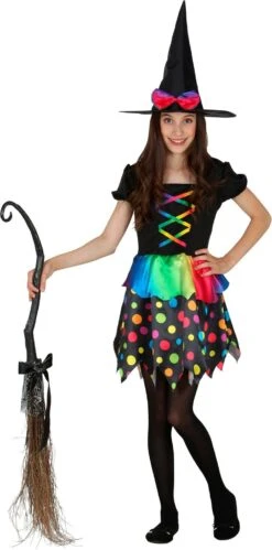 Gekleurde Heks Outfit Meisjes -Halloween-Kostuums gekleurde heks outfit meisjes 3