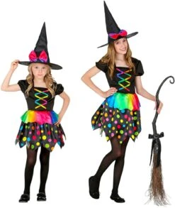 Gekleurde Heks Outfit Meisjes -Halloween-Kostuums gekleurde heks outfit meisjes 4
