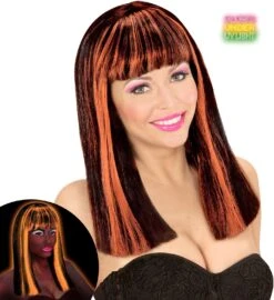 Gestreepte Pruik Neon Oranje-zwart -Halloween-Kostuums gestreepte pruik neon oranje zwart 2