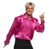 Glanzende Disco Blouse Heren Roze -Halloween-Kostuums glanzende disco blouse heren roze 0