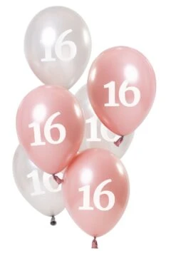 Glossy Pink 16 Jaar Ballonnen 6 Stuks