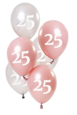 Glossy Pink 25 Jaar Ballonnen 6 Stuks