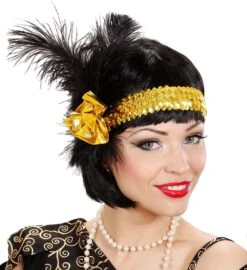 Gouden Flapper Hoofdband Met Bloem En Veren -Halloween-Kostuums gouden flapper hoofdband met bloem en veren 1
