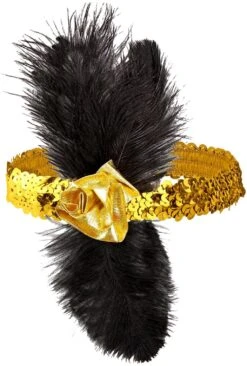 Gouden Flapper Hoofdband Met Bloem En Veren -Halloween-Kostuums gouden flapper hoofdband met bloem en veren 2