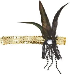 Gouden Pailletten Flapper Hoofdband