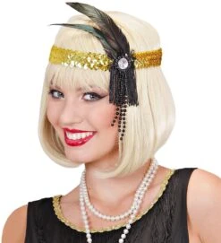Gouden Pailletten Flapper Hoofdband -Halloween-Kostuums gouden pailletten flapper hoofdband 2