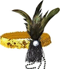 Gouden Pailletten Flapper Hoofdband -Halloween-Kostuums gouden pailletten flapper hoofdband 3