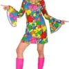 Groovy 70s Flower Power Hippie Jurkje Dames -Halloween-Kostuums groovy 70s flower power hippie jurkje dames 0