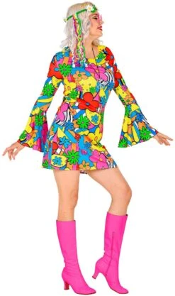 Groovy 70s Flower Power Hippie Jurkje Dames -Halloween-Kostuums groovy 70s flower power hippie jurkje dames 3