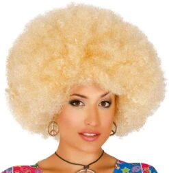 Grote Blonde Afro Pruik