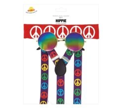 Hippie Hoofdband, Bril En Bretels -Halloween-Kostuums hippie hoofdband bril en bretels 2