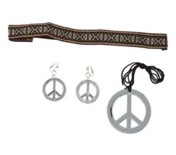 Hippie Hoofdband, Oorbellen, Ketting Zilver -Halloween-Kostuums hippie hoofdband oorbellen ketting zilver 3