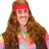 Hippie Pruik Met Snor En Rode Hoofdband -Halloween-Kostuums hippie pruik met snor en rode hoofdband 0