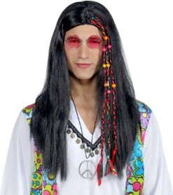 Hippie Pruik Met Vlecht En Kralen -Halloween-Kostuums hippie pruik met vlecht en kralen 4