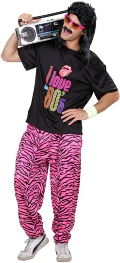 Jaren 80 Disco Broek Roze/zwart -Halloween-Kostuums jaren 80 disco broek roze zwart 4