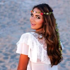 Kleurige Bloemenkrans Hoofdband -Halloween-Kostuums kleurige bloemenkrans hoofdband 3