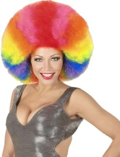 Multikleurige Extra Grote Afro Pruik -Halloween-Kostuums multikleurige extra grote afro pruik 2