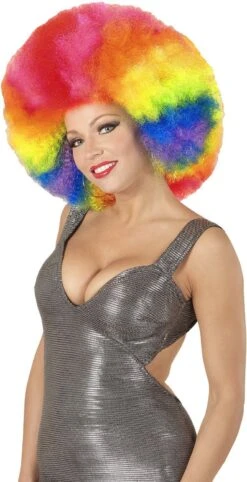 Multikleurige Extra Grote Afro Pruik -Halloween-Kostuums multikleurige extra grote afro pruik 3