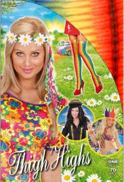 Multikleurige Thigh Highs -Halloween-Kostuums multikleurige thigh highs 3