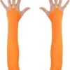 Neon Oranje Toploze Satijnen Handschoenen -Halloween-Kostuums neon oranje toploze satijnen handschoenen 0