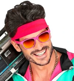 Neon Roze 80s Hoofdband -Halloween-Kostuums neon roze 80s hoofdband 3