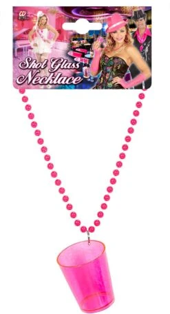 Neon Roze Ketting Met Shotglaasje -Halloween-Kostuums neon roze ketting met shotglaasje 2