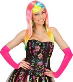 Neon Roze Toploze Satijnen Handschoenen 6 Neon Roze Toploze Satijnen Handschoenen -Halloween-Kostuums neon roze toploze satijnen handschoenen 1