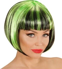 Nette Disco Pruik Zwart-groen