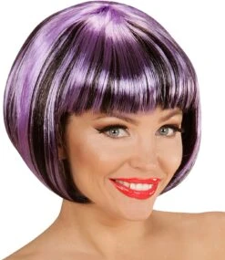Nette Disco Pruik Zwart-paars