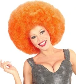 Oranje Afro Pruik Extra Groot -Halloween-Kostuums oranje afro pruik extra groot 2