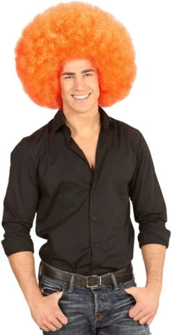 Oranje Afro Pruik Extra Groot -Halloween-Kostuums oranje afro pruik extra groot 3
