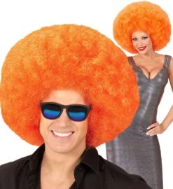 Oranje Afro Pruik Extra Groot -Halloween-Kostuums oranje afro pruik extra groot 4