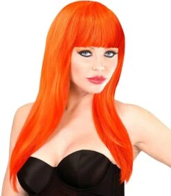 Oranje Lange Pruik