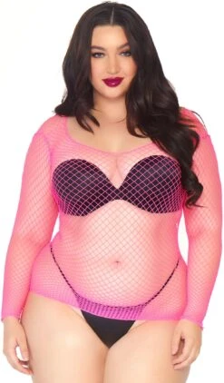 Plus Size Visnet Top Neon Roze