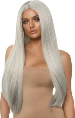 Pruik Lang Grijs Olivia